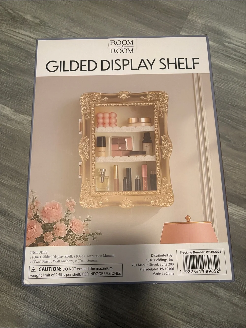 Room 2 Room Gilded Display Shelf in Gold